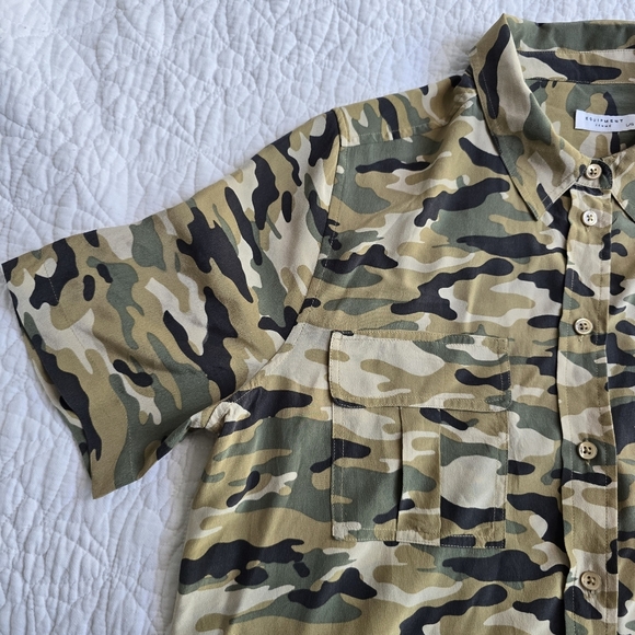 Equipment Silk Utility Button Front Camo Short Sleeve Shirt Dress - Picture 5 of 16